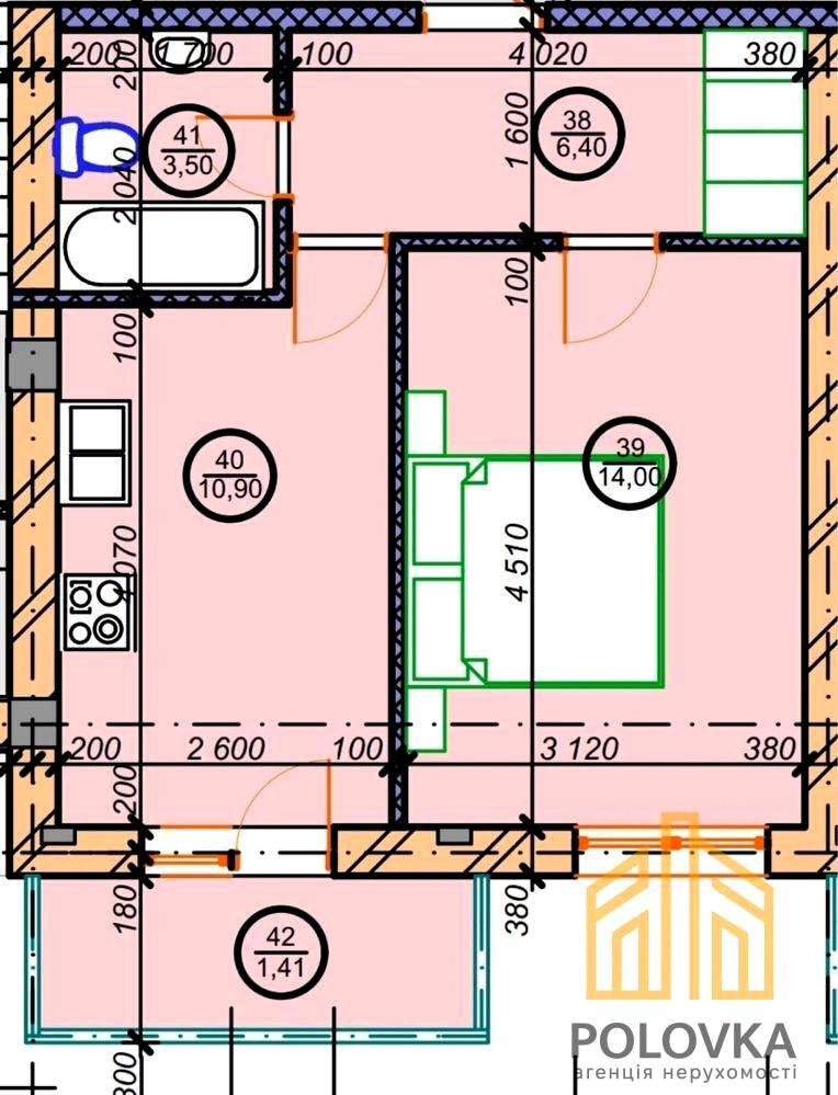 1-комнатная квартира по адресу (площадь 36,8 м²) - Atlanta.ua - фото 8