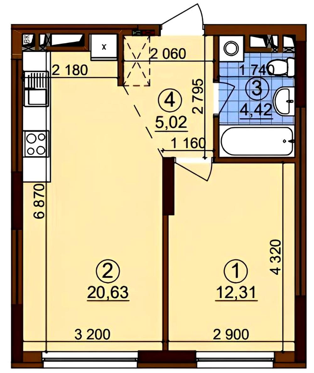 1-комнатная квартира по адресу ул. Олександра Олеся (площадь 43 м²) - Atlanta.ua - фото 14