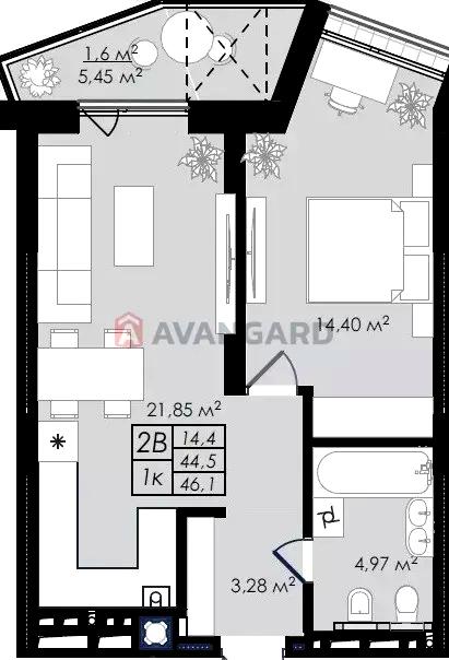 1-комнатная квартира по адресу ул. Стрийська (площадь 46,1 м²) - Atlanta.ua - фото 6