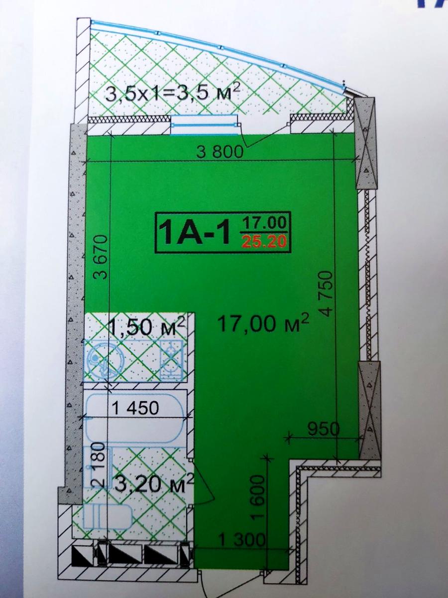 1-кімнатна квартира за адресою Машинобудівний пров. (площа 26 м²) - Atlanta.ua - фото 5