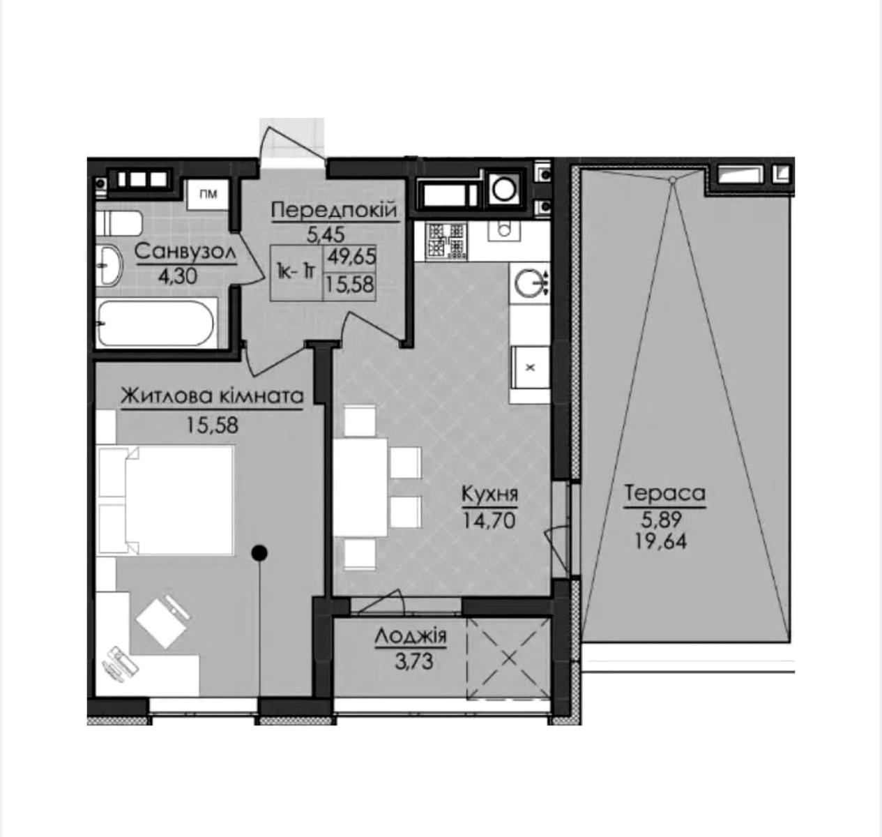 1-room apartment apartment by the address (area 49,7 m²) - Atlanta.ua - photo 4