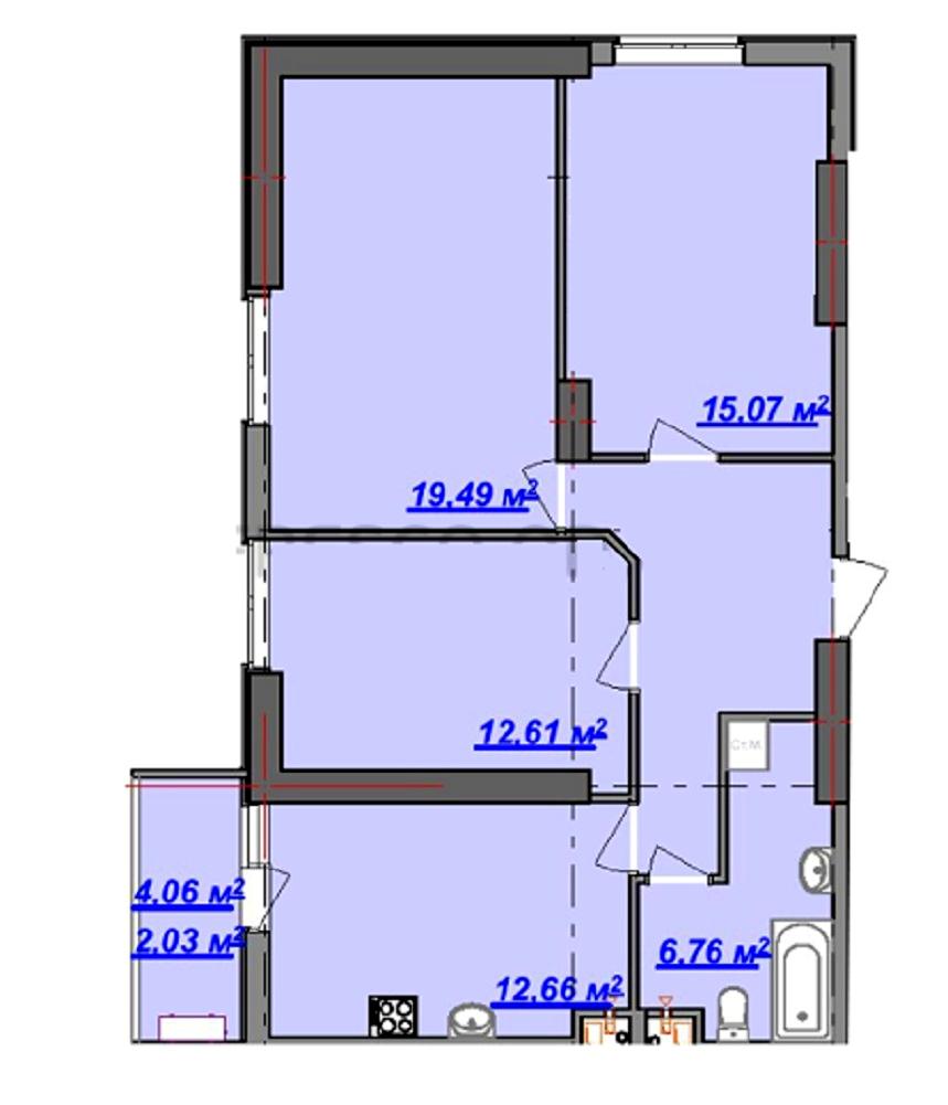 3-комнатная квартира по адресу (площадь 81 м²) - Atlanta.ua - фото 3