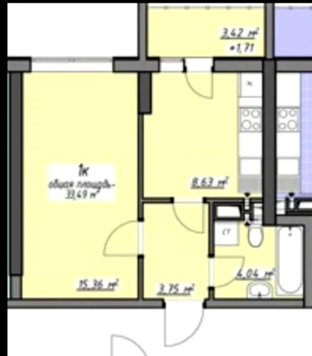 1-кімнатна квартира за адресою вул. Мудрого ярослава (площа 33 м²) - Atlanta.ua - фото 5