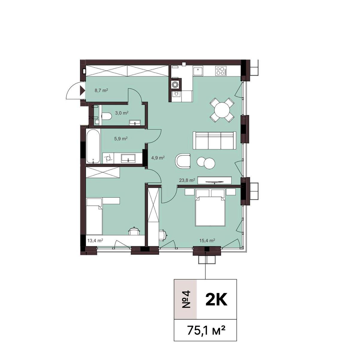 2-комнатная квартира по адресу ул. Стрыйская (площадь 75,1 м²) - Atlanta.ua - фото 32