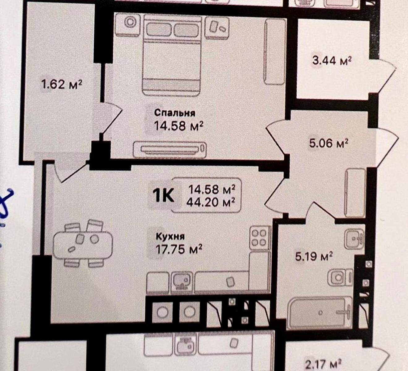 1-комнатная квартира по адресу ул. Лесная (площадь 44 м²) - Atlanta.ua - фото 15