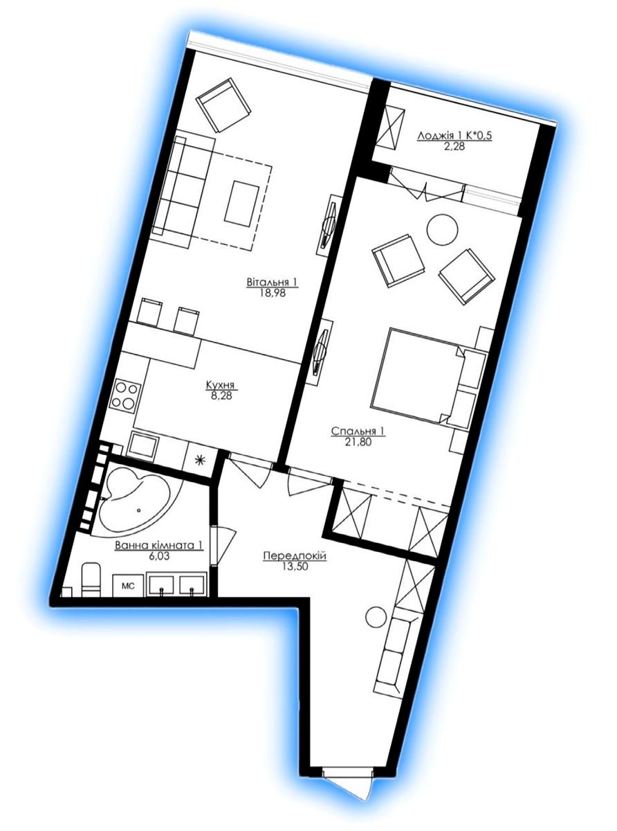 2-комнатная квартира по адресу Кренкеля пер. (площадь 72,5 м²) - фото 19 2-комнатная квартира по адресу Кренкеля пер. (площадь 72,5 м²) - Atlanta.ua - фото 19