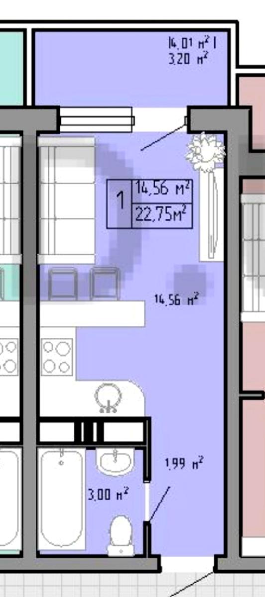 1-комнатная квартира по адресу ул. Ковалевского (площадь 23,5 м²) - imageAlt 16 1-комнатная квартира по адресу ул. Ковалевского (площадь 23,5 м²) - Atlanta.ua - imageAlt 16
