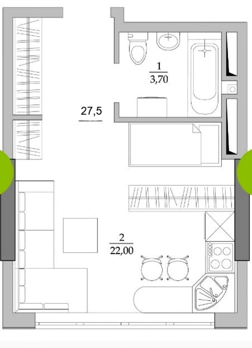 1-комнатная квартира по адресу ул. Спортивная (площадь 27,5 м²) - фото 13 1-комнатная квартира по адресу ул. Спортивная (площадь 27,5 м²) - Atlanta.ua - фото 13