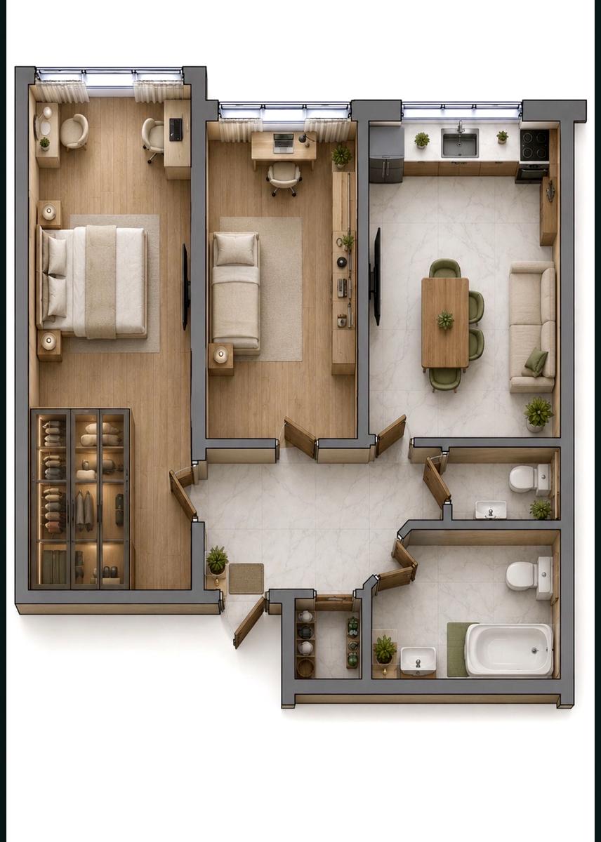 2-комнатная квартира по адресу ул. Солнечная (площадь 60 м²) - фото 5 2-комнатная квартира по адресу ул. Солнечная (площадь 60 м²) - Atlanta.ua - фото 5