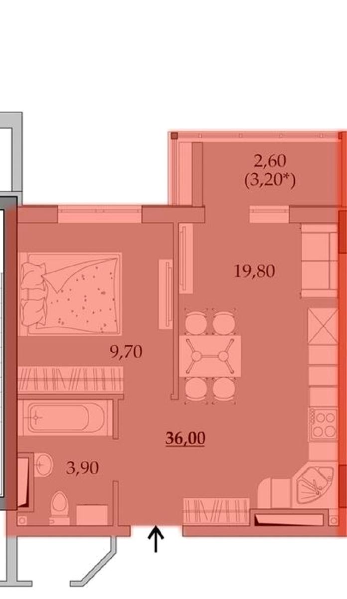 1-кімнатна квартира за адресою вул. Спортивна (площа 36,5 м²) - фото 4 1-кімнатна квартира за адресою вул. Спортивна (площа 36,5 м²) - Atlanta.ua - фото 4